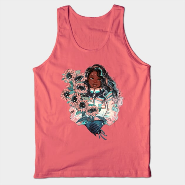 Astronaut x Bouquet Tank Top by GDBee